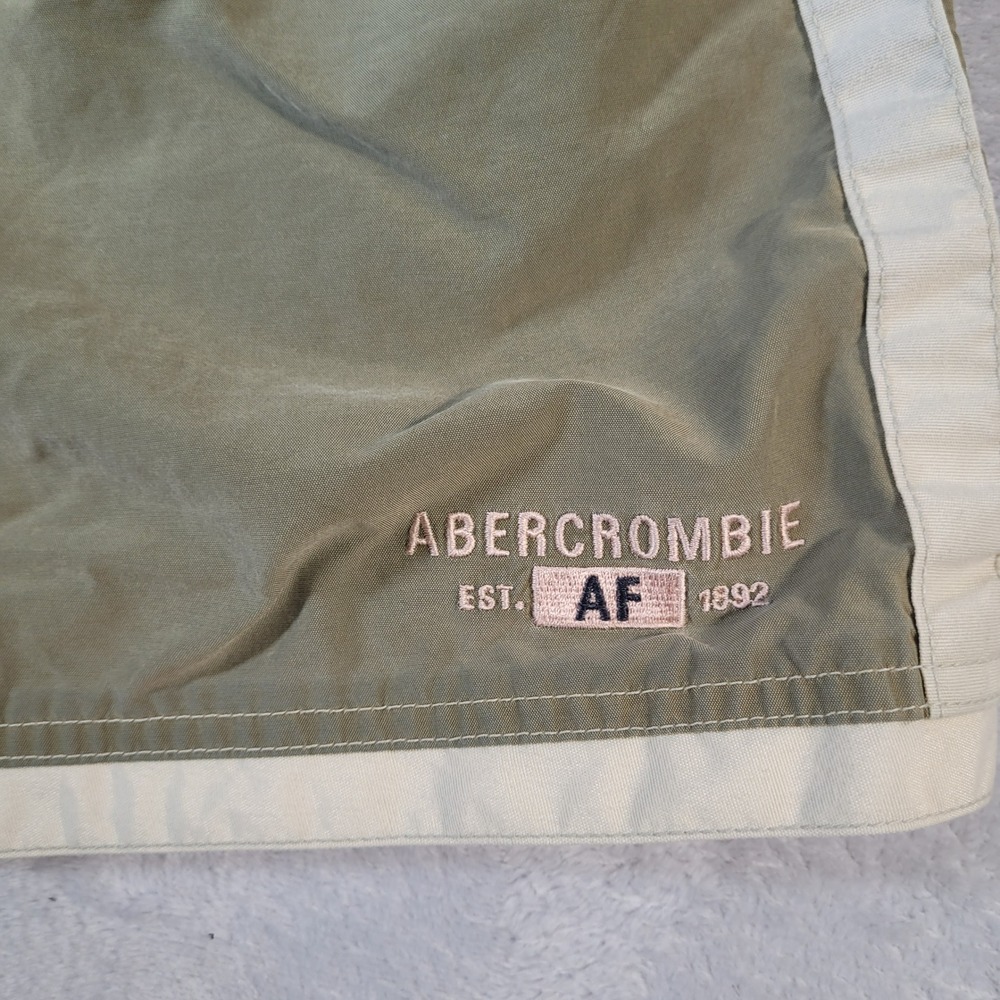 Vintage Abercrombie Swim Trunks Mens L Olive Green Cargo Side Stripe Board Short - Picture 4 of 15